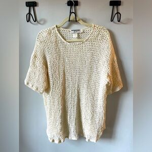 Vintage TapeMeasure NYC loose-knit 90s sweater shortsleeve shirt fishnet, size S